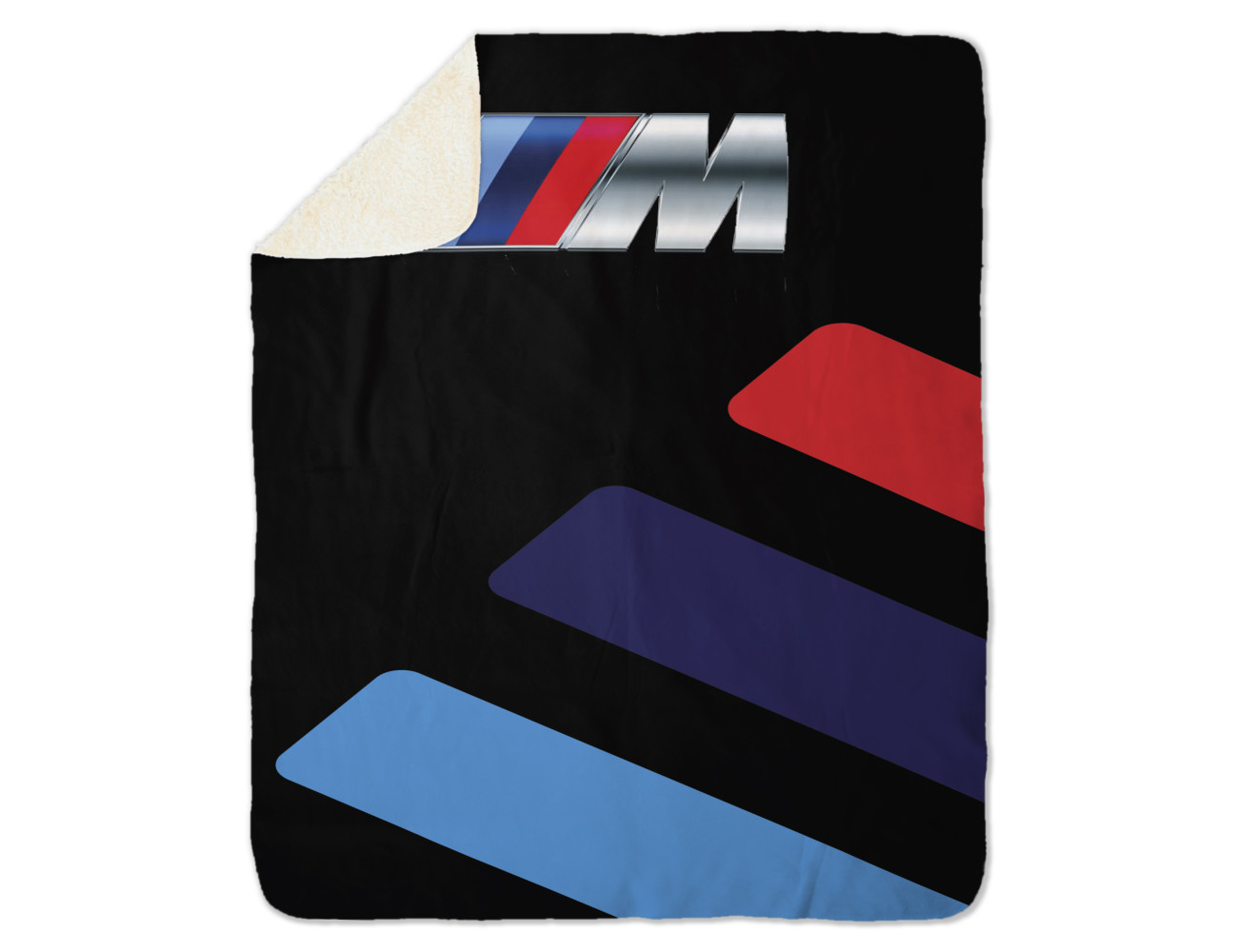 BMW M Logo Black Sherpa Blanket, Size - 100x150cm