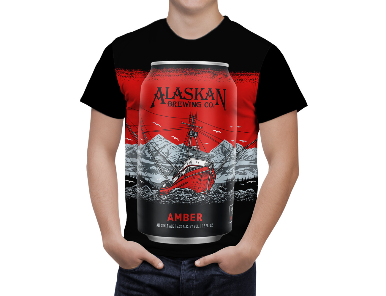 Alaskan Amber Beer Can T-Shirt, Beer-1