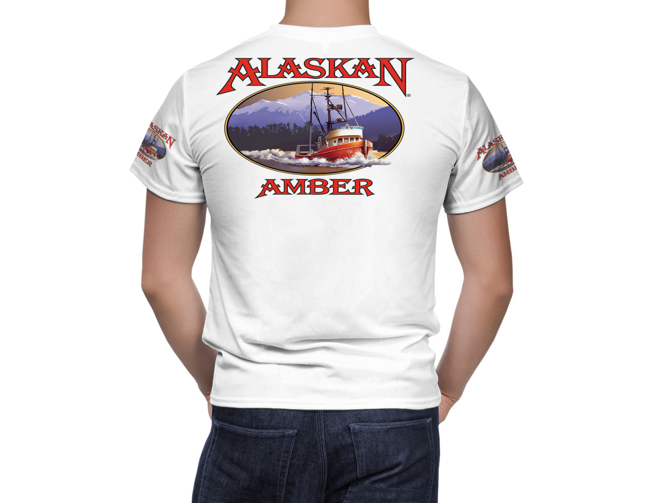 Alaskan Amber Beer White T-Shirt, Beer-2