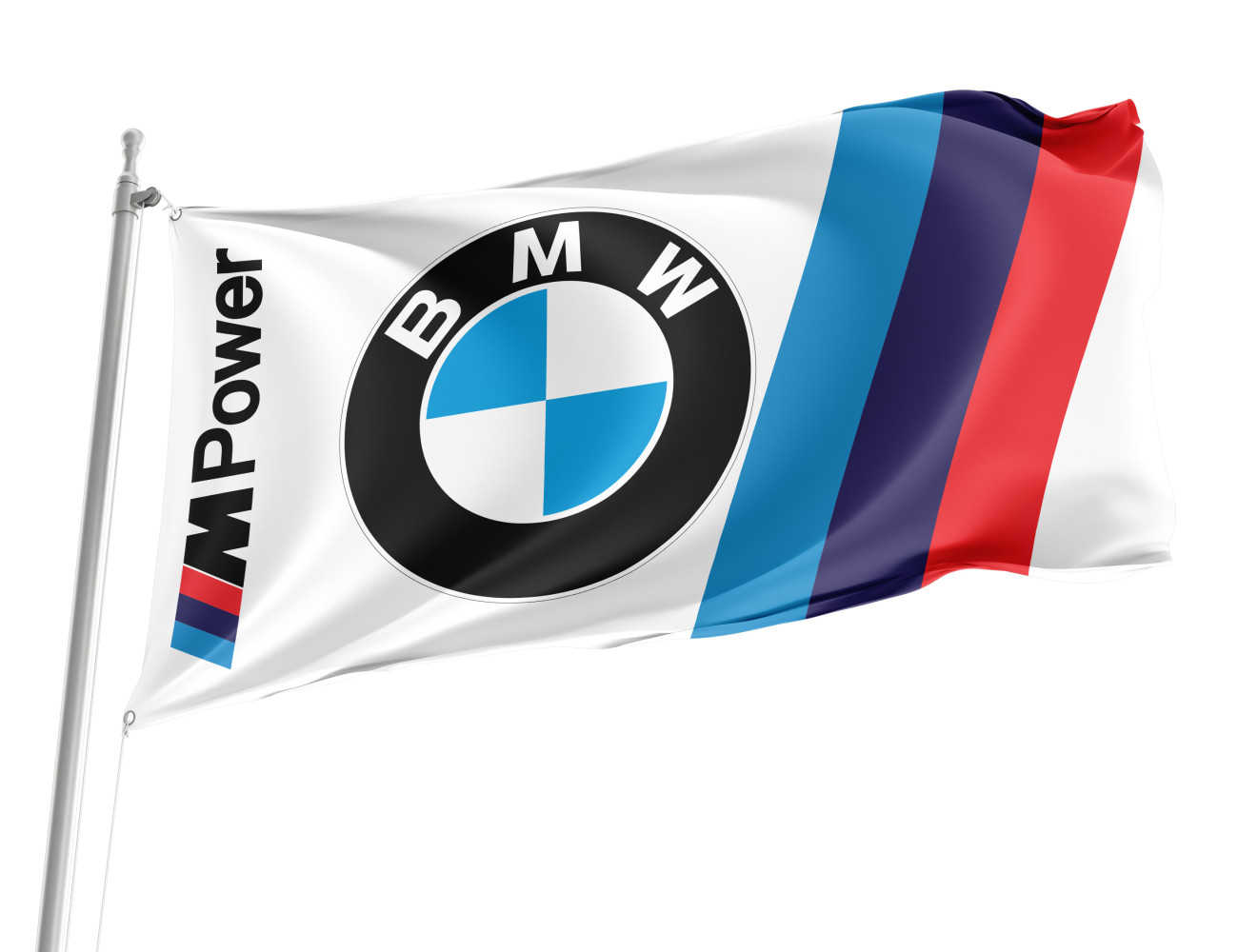 BMW M Power Big Logo White Outdoor Quality Flag