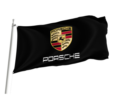 Porsche Black Flag with Crest - Premium Quality Car & Garage Flag