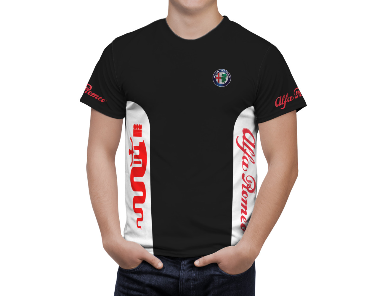 Alfa Romeo Black White Lines T-Shirt