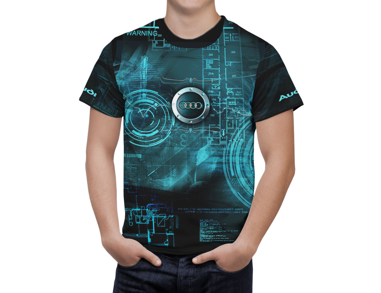 Audi Schwarz Blau T-Shirt