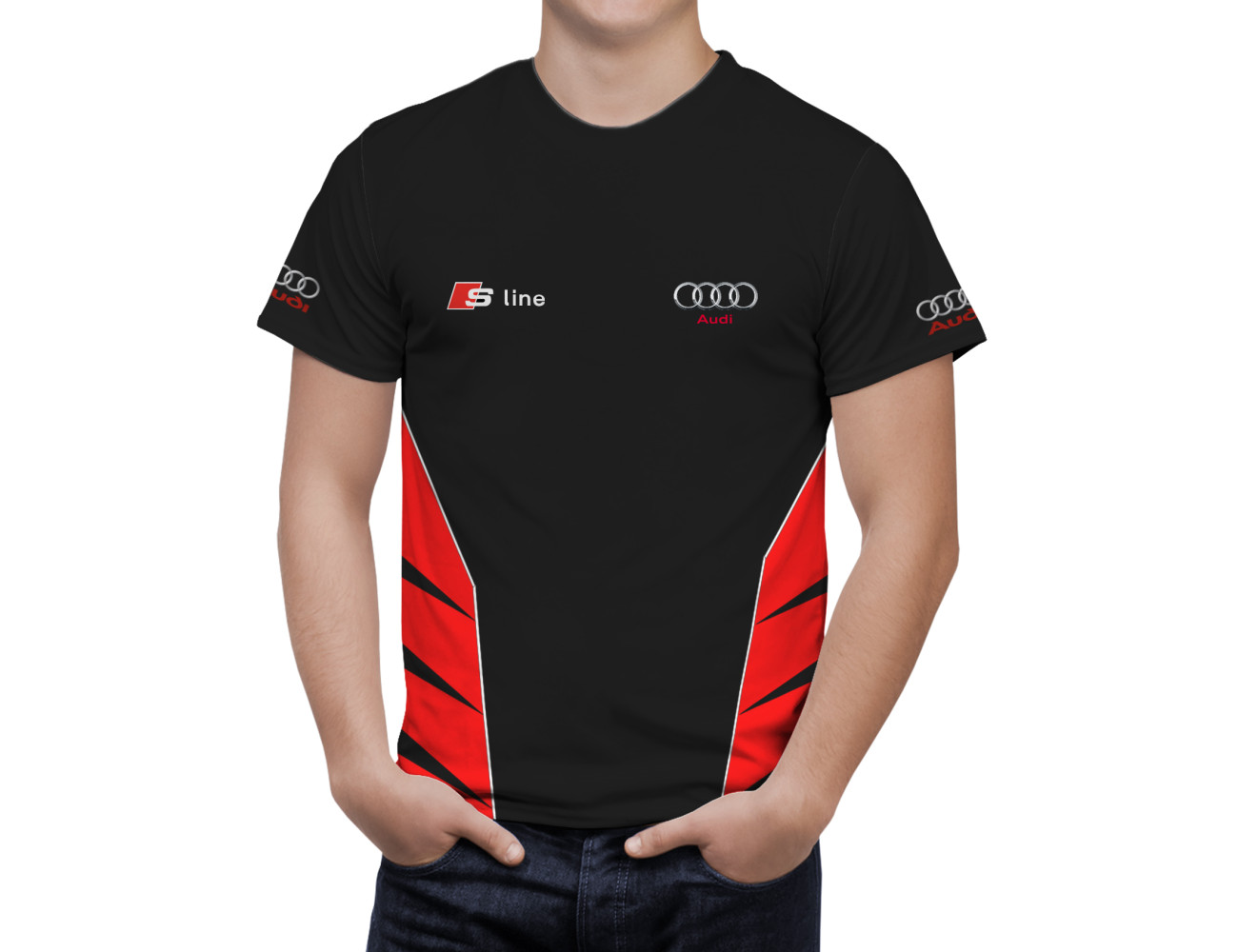 Audi Schwarz Rot Streak T-Shirt