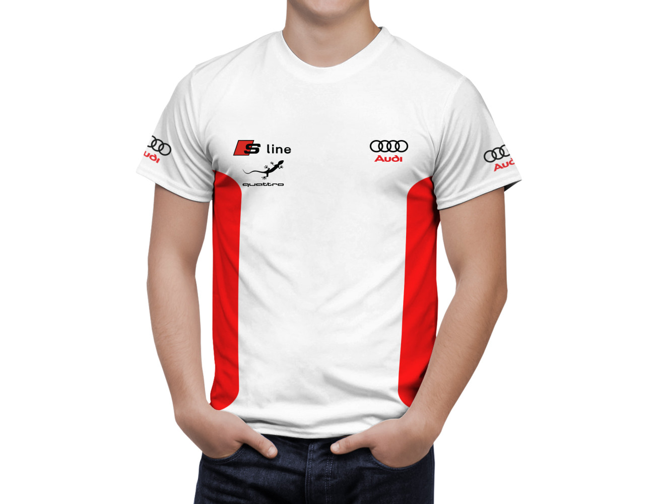 Audi S Line White Red T-Shirt