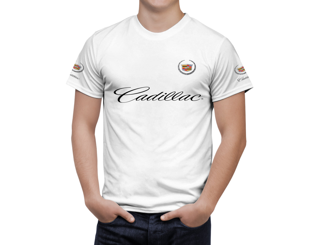 Cadillac White T-Shirt, CAD--W55