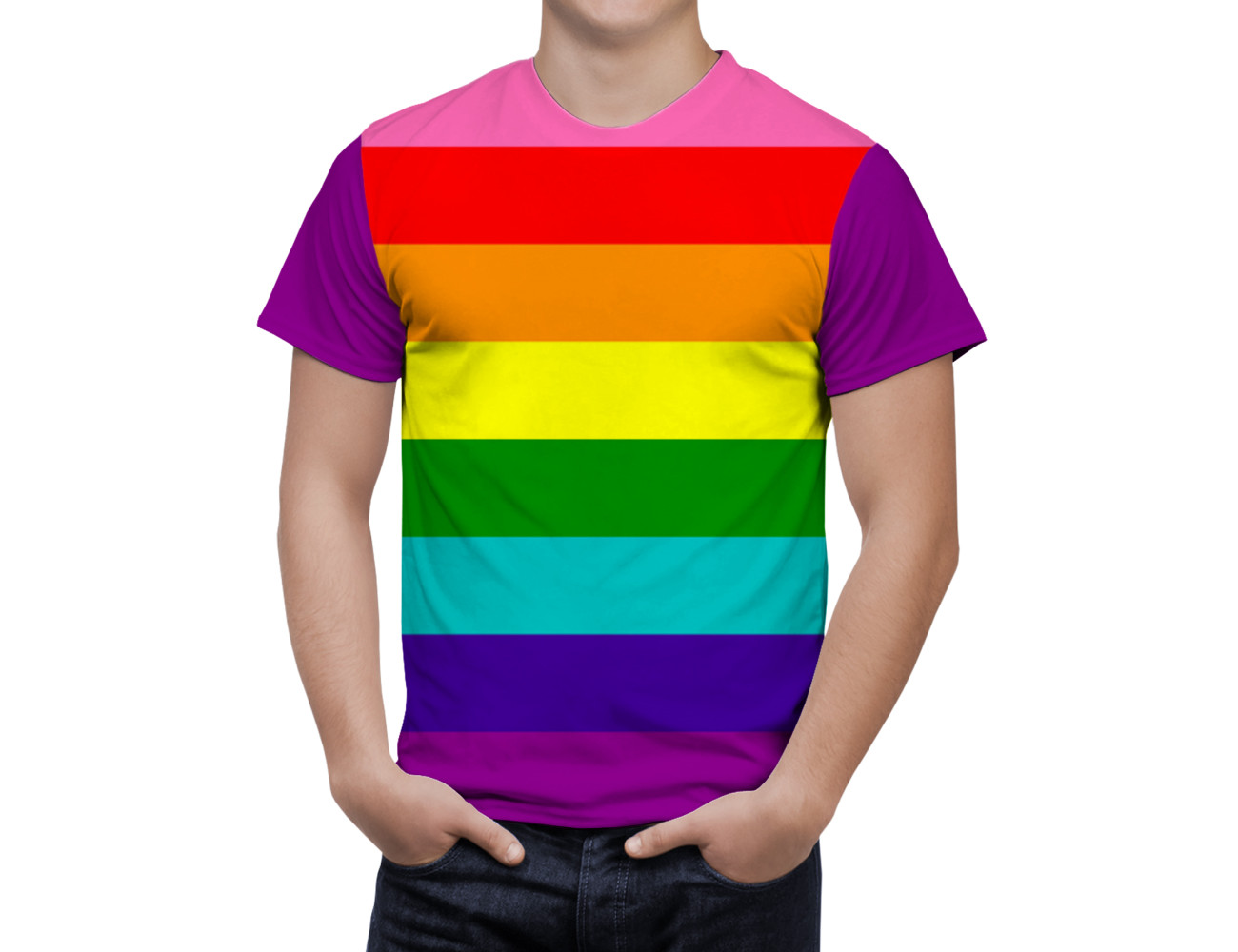 Gay Rainbow Pride Flag Striped T Shirt, Gilbert Baker 8-Stripe Shirt, GAY--01