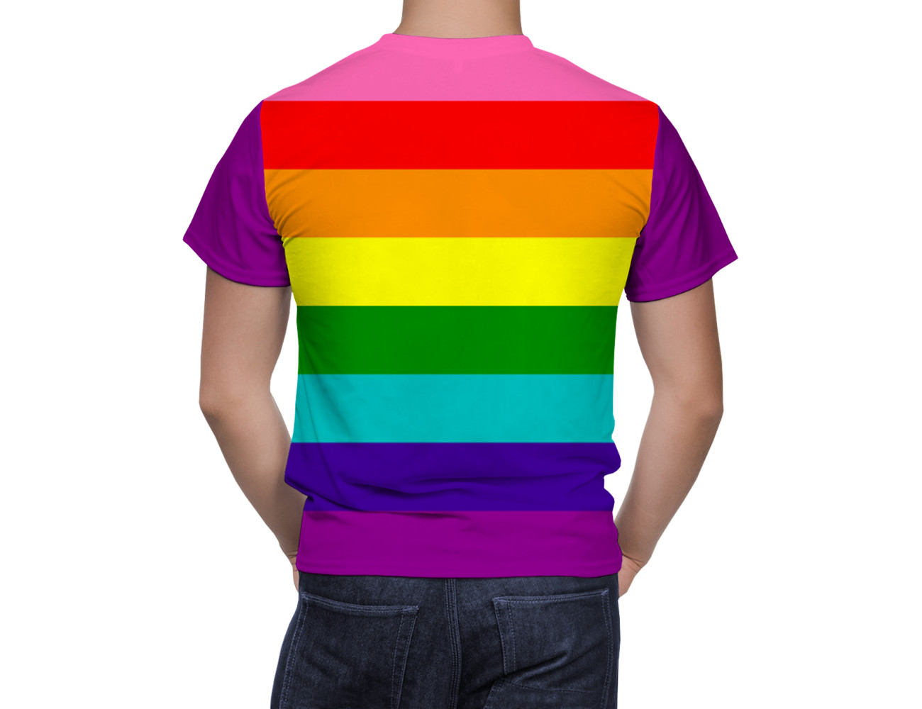 Gay Rainbow Pride Flag Striped T Shirt, Gilbert Baker 8-Stripe Shirt, GAY--01