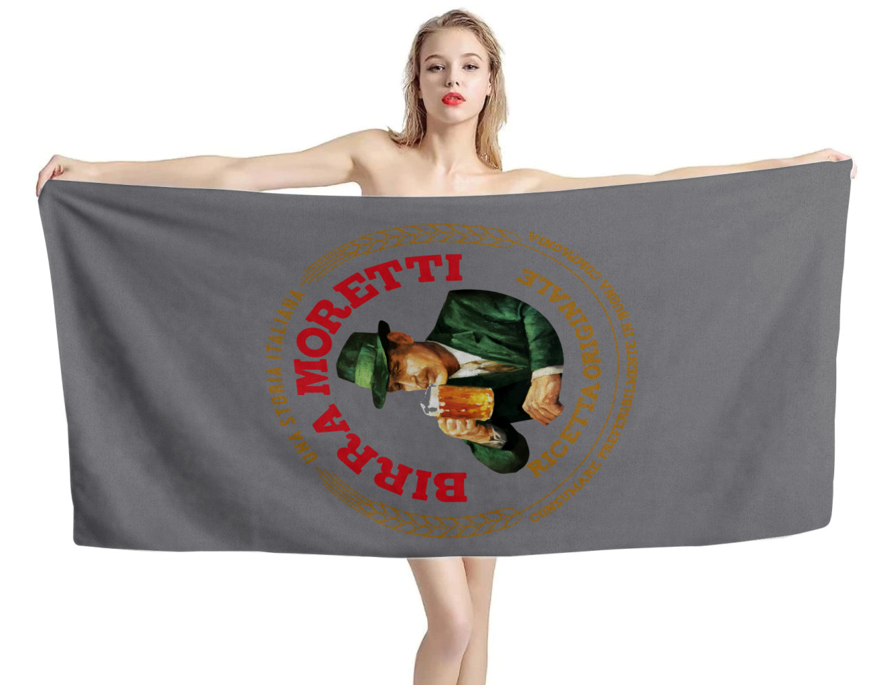 Birra Moretti Beer Gray Beach Towel, BEER--12