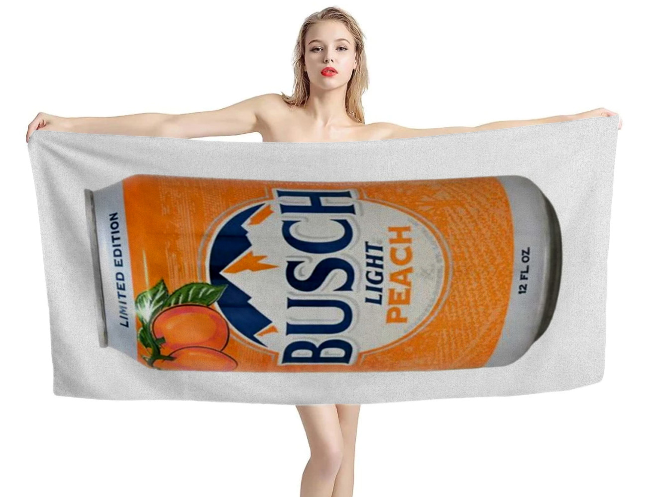 Busch Light Peach Kent White Beach Towel, BEER--17