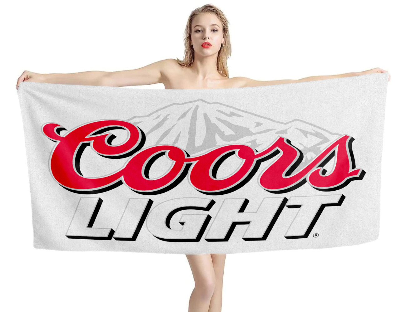 Coors Light Beer White Beach Towel, BEER--TOWEL-13