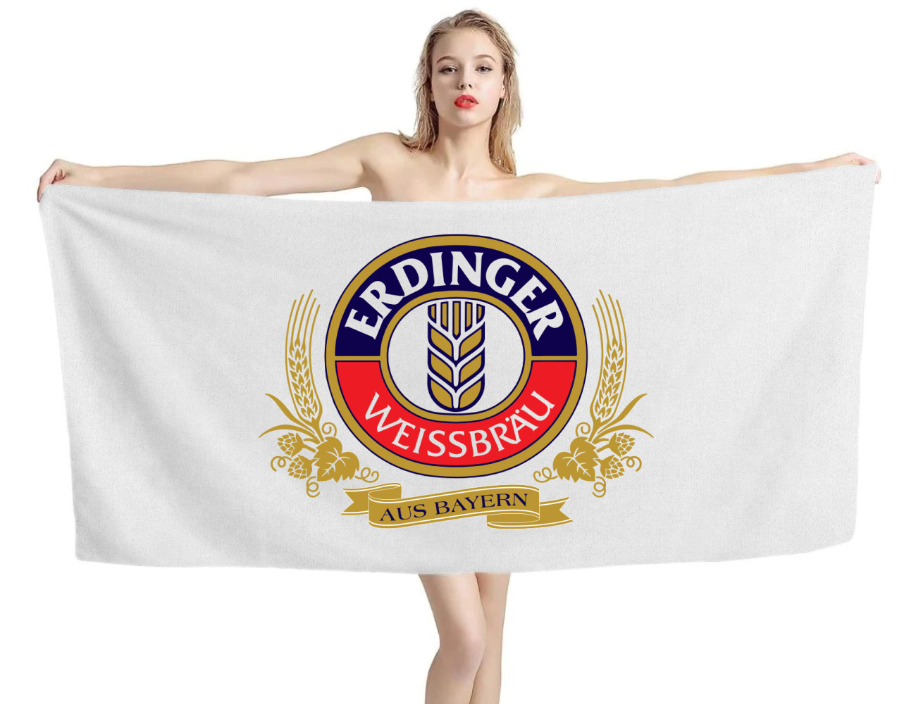 Erdinger Weissbrau Beer White Beach Towel, BEER--TOWEL-7