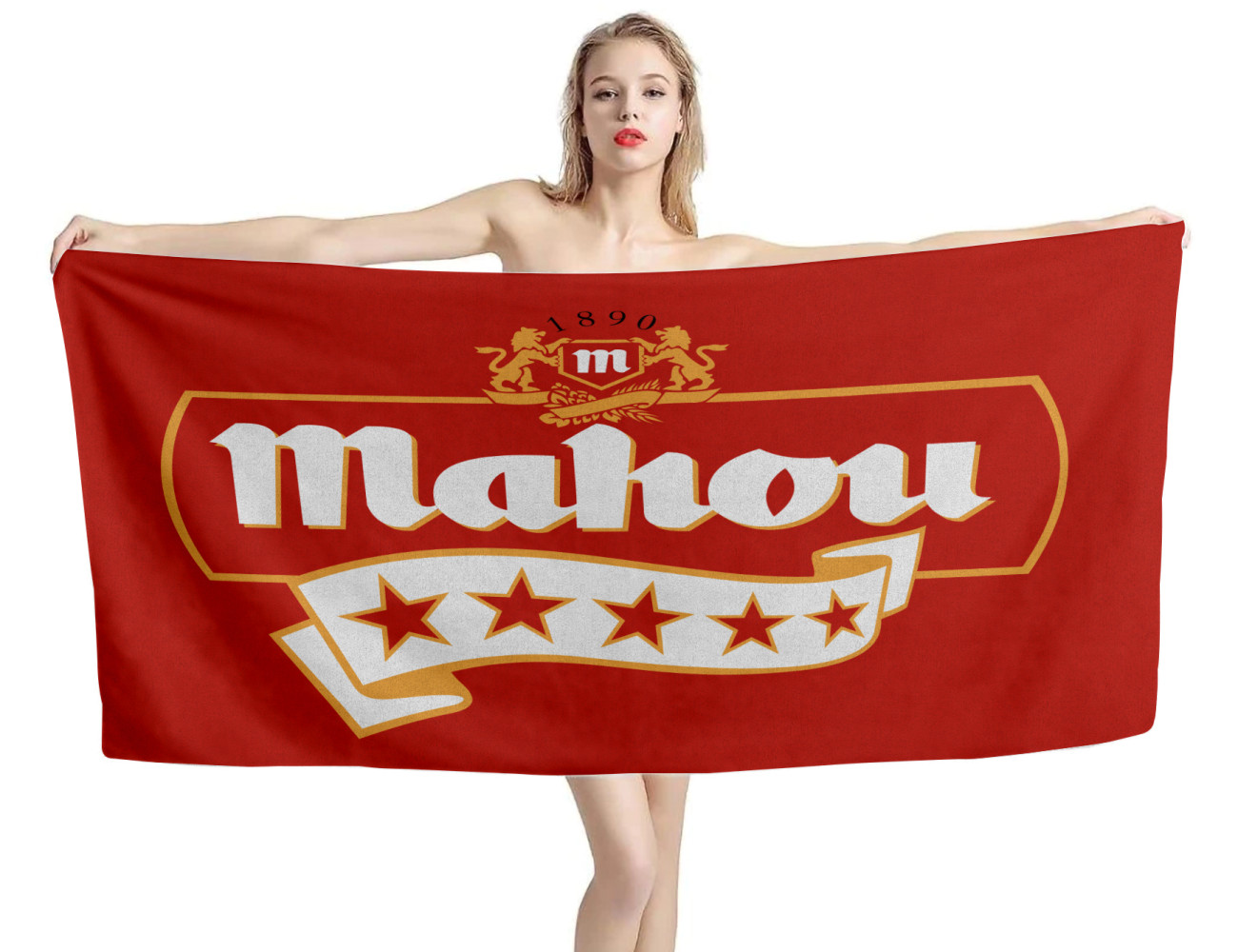 Mahou Beer Red Beach Towel, BEER--TOWEL-2