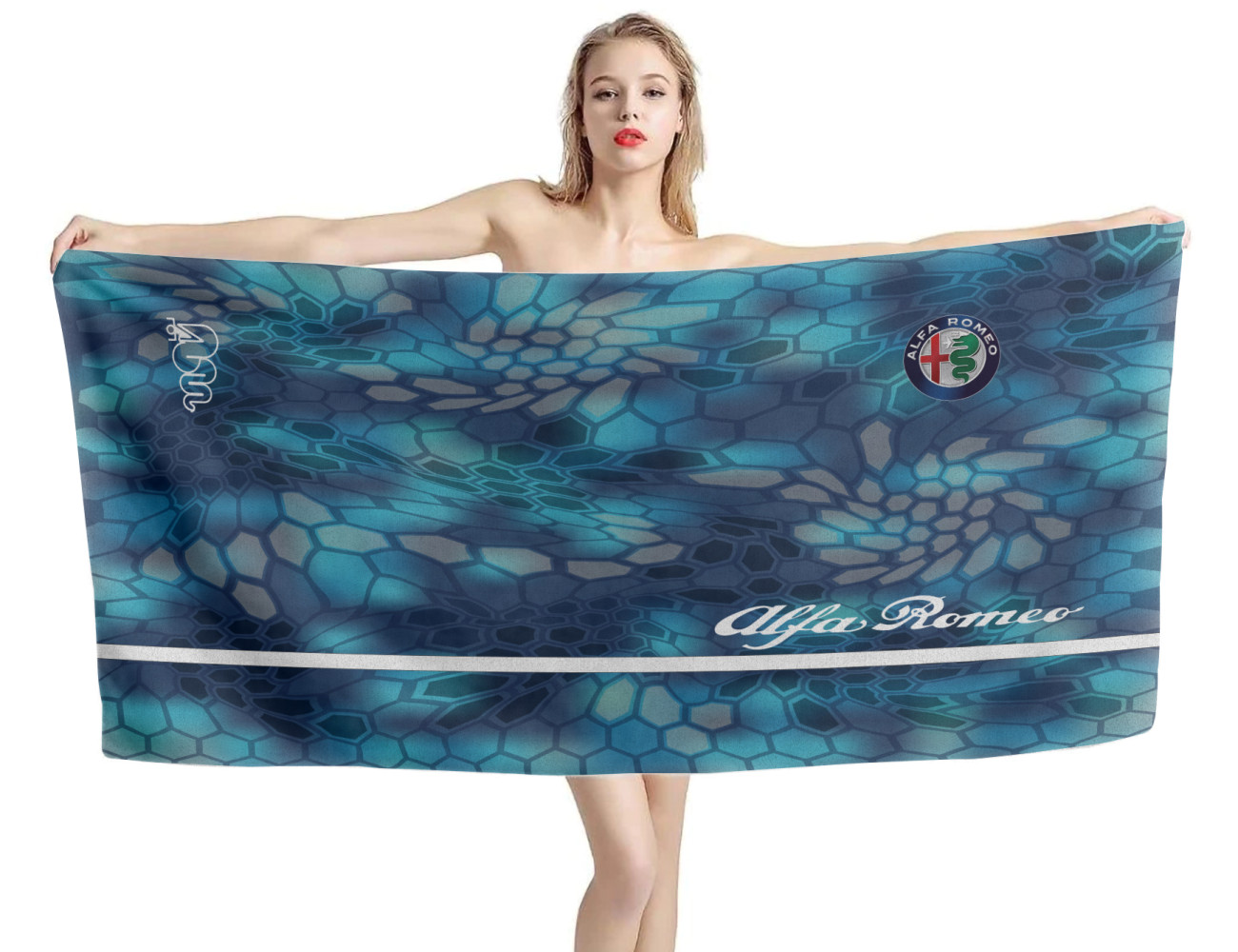 Alfa Romeo Blue Hex Beach Towel