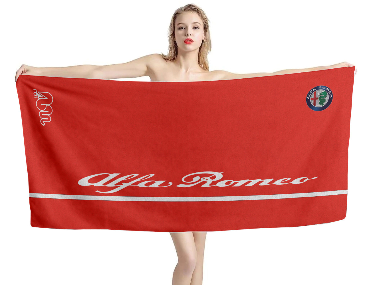 Alfa Romeo Logo Red Beach Towel, ALFA--04