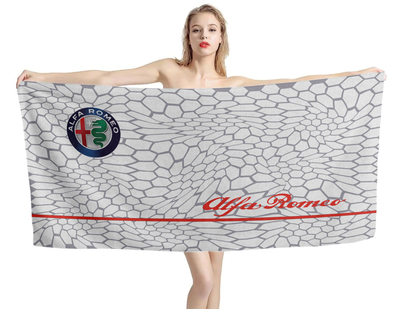 Alfa Romeo Hex White Beach Towel, ALFA--05