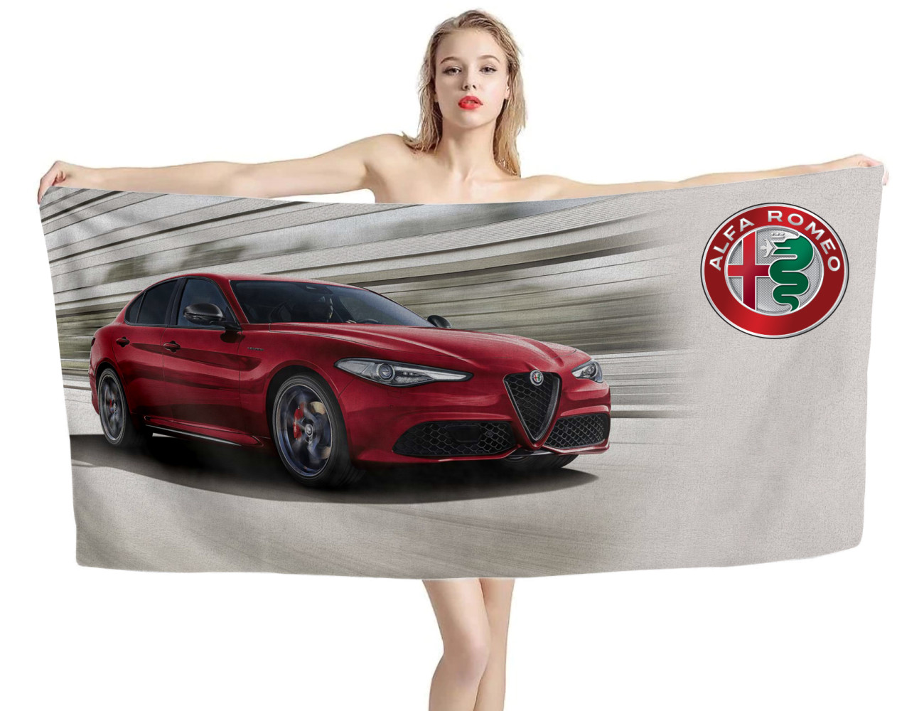 Alfa Romeo Giulia Red Car Beach Towel, ALFA--02