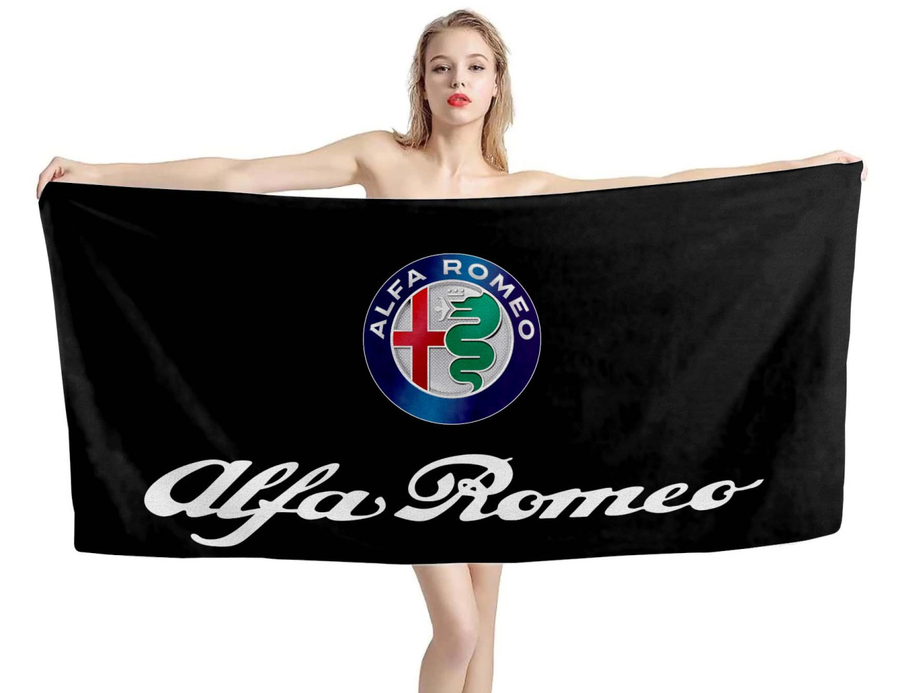 Alfa Romeo Black Beach Towel, ALFABL