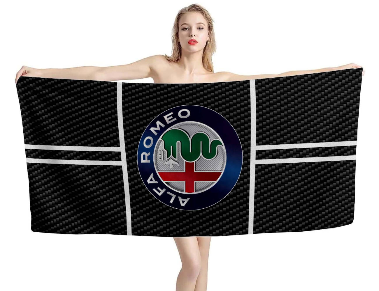 Alfa Romeo Carbon Black Beach Towel, ALFA02