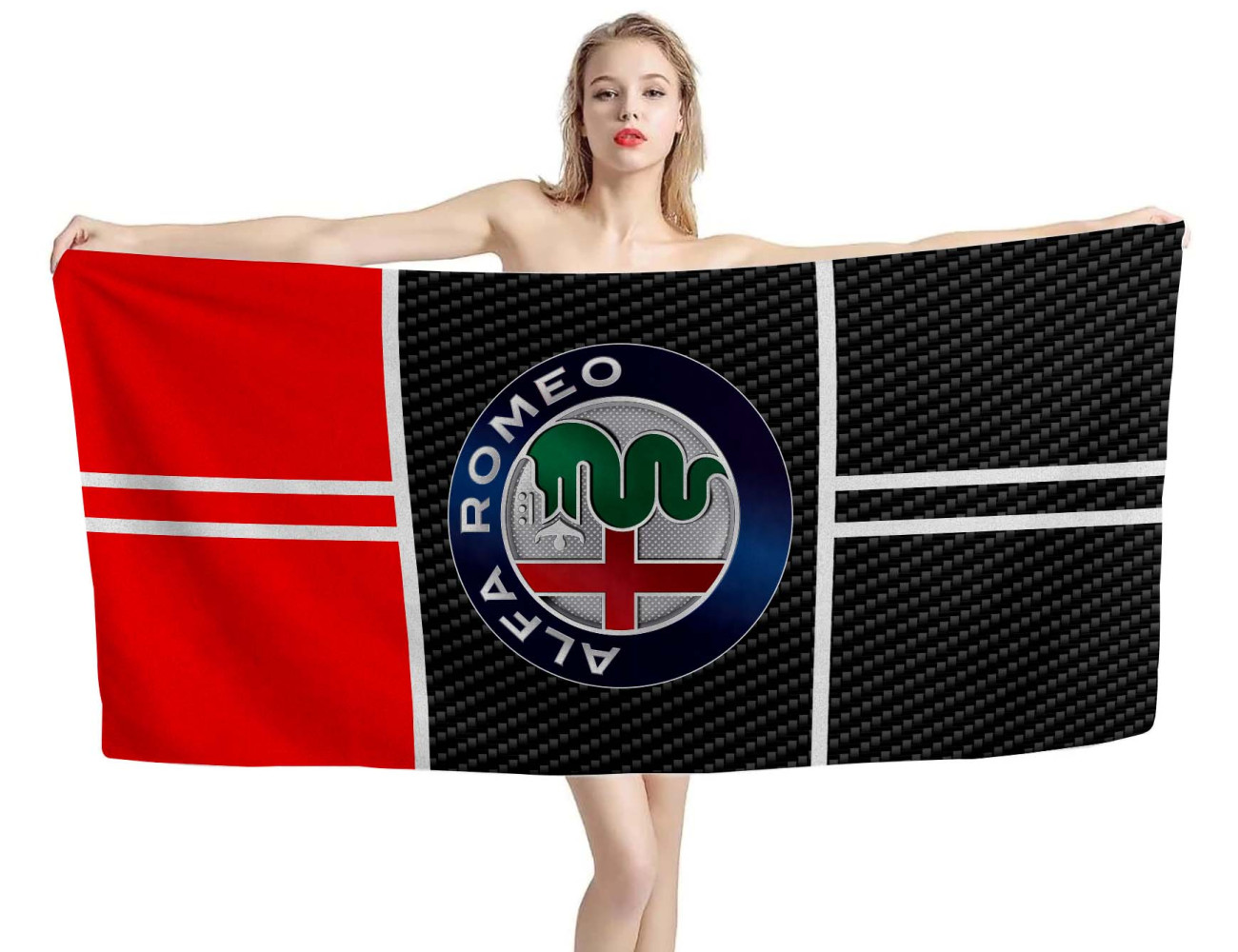 Alfa Romeo Carbon Red Beach Towel, ALFA01