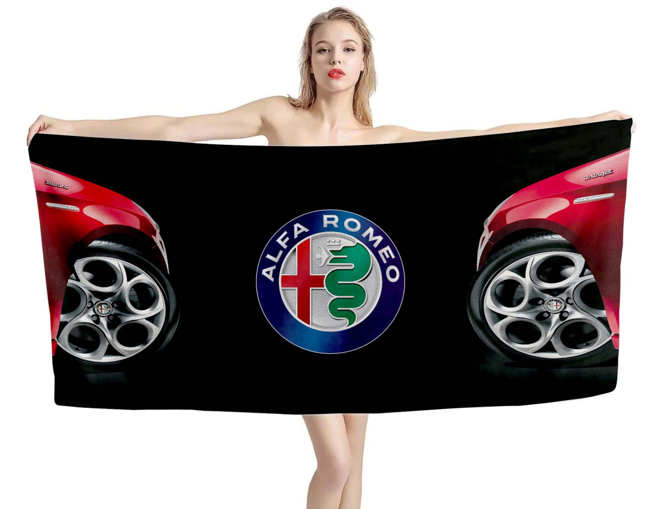 Alfa Romeo Sprint Black Beach Towel, ALFASPRI