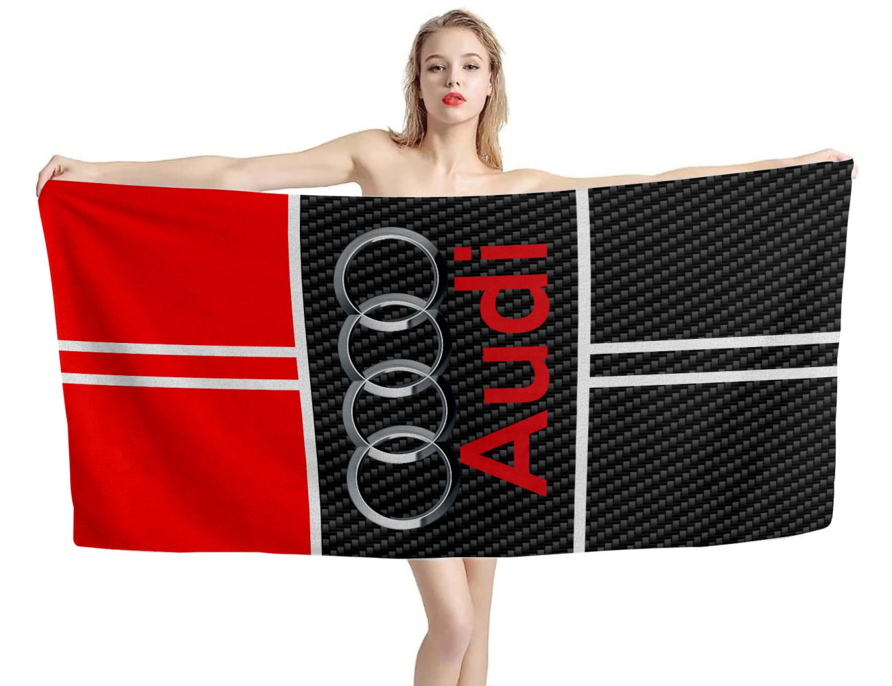 Audi Carbon Red Beach Towel, AUDICARBON03