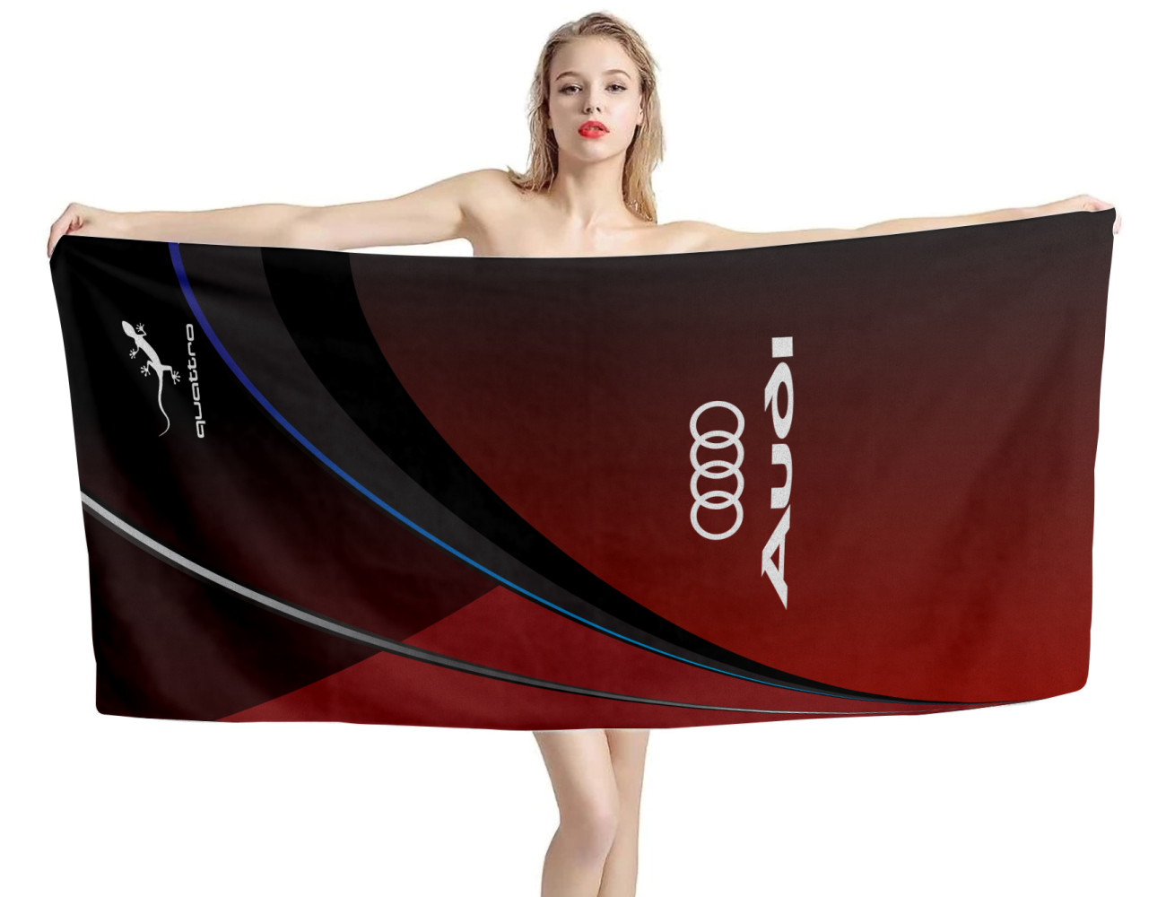 Audi Black-Red Beach Towel, Audi--01