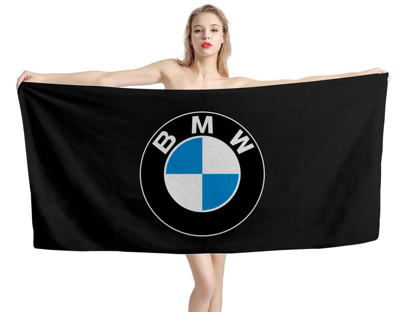 BMW Big Logo Black Beach Towel, BMW002