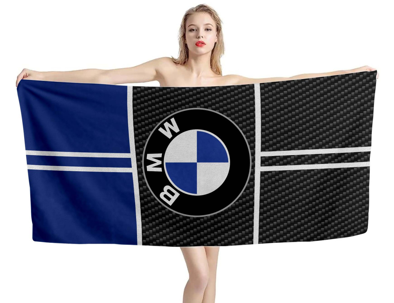 BMW Logo Carbon Blue Beach Towel, BMWCARBON02