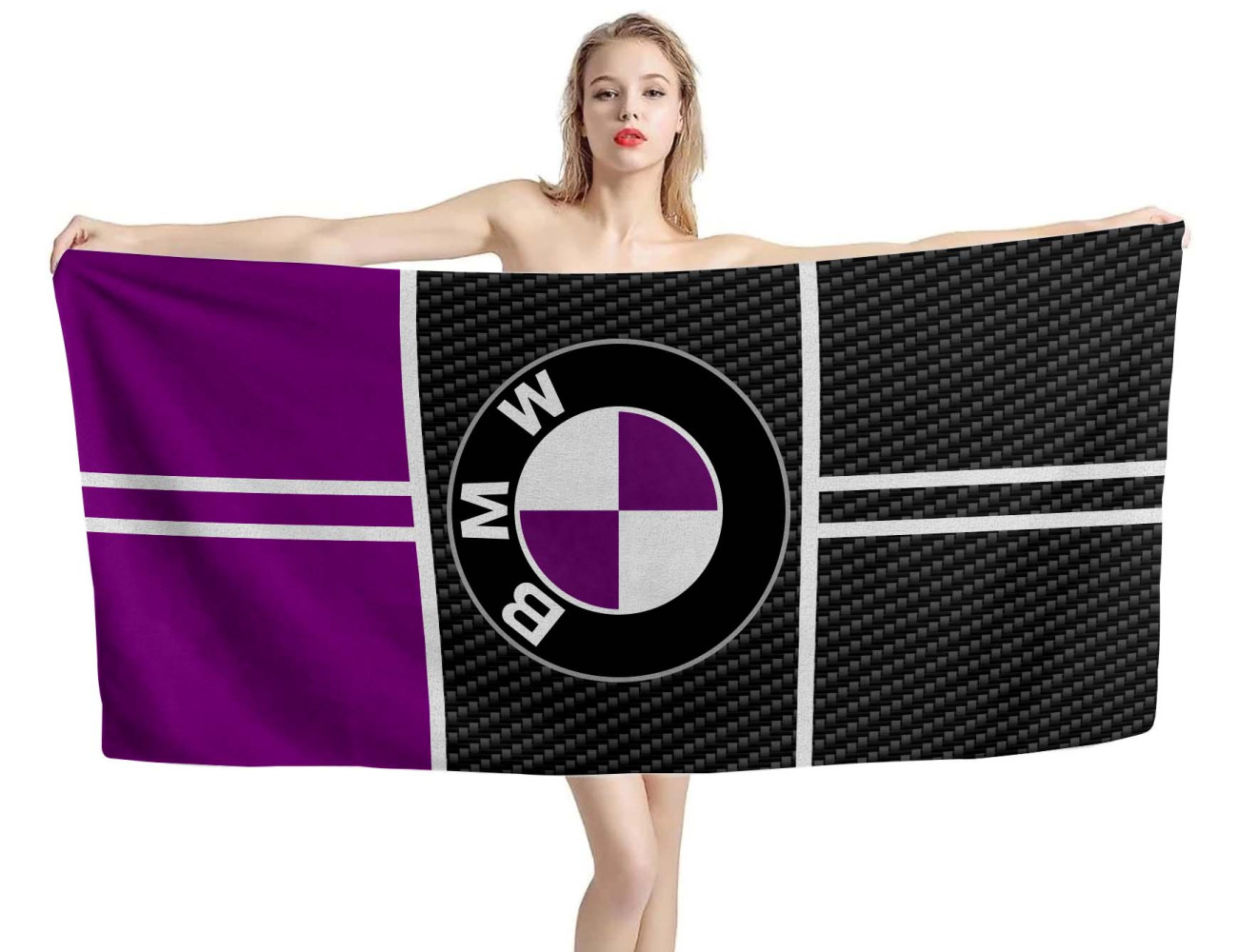 BMW Logo Carbon Purple Beach Towel, BMWCARBON03