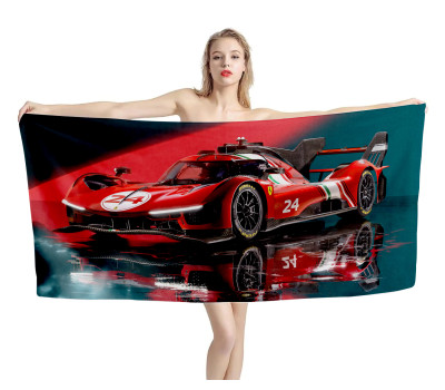 Ferrari 24 Le Mans 24-hour Race Beach Towel
