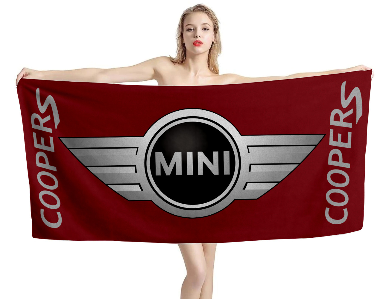 Mini Cooper Dark Red Beach Towel