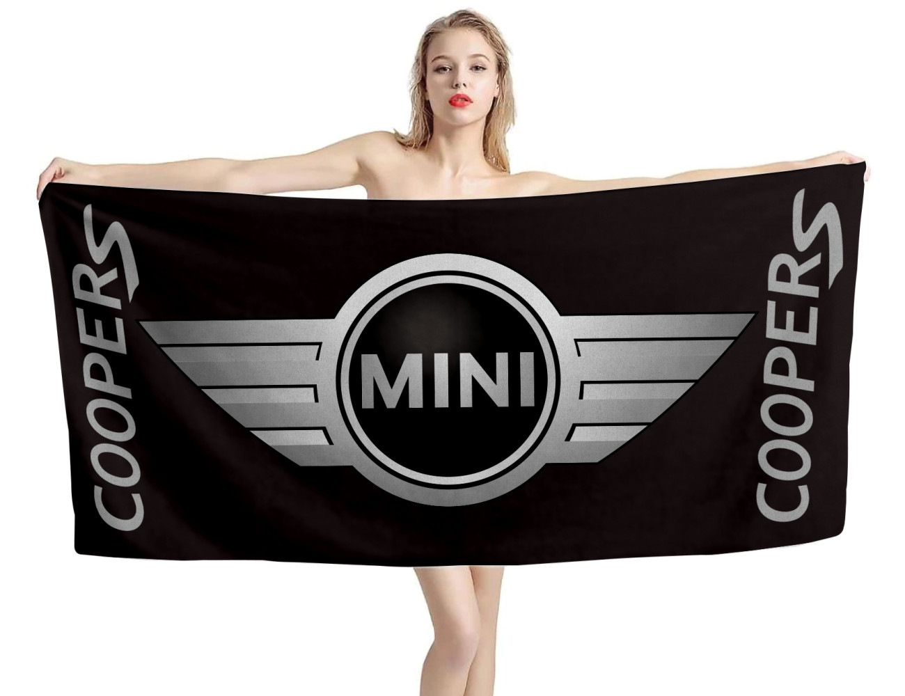 Mini Cooper Black Beach Towel