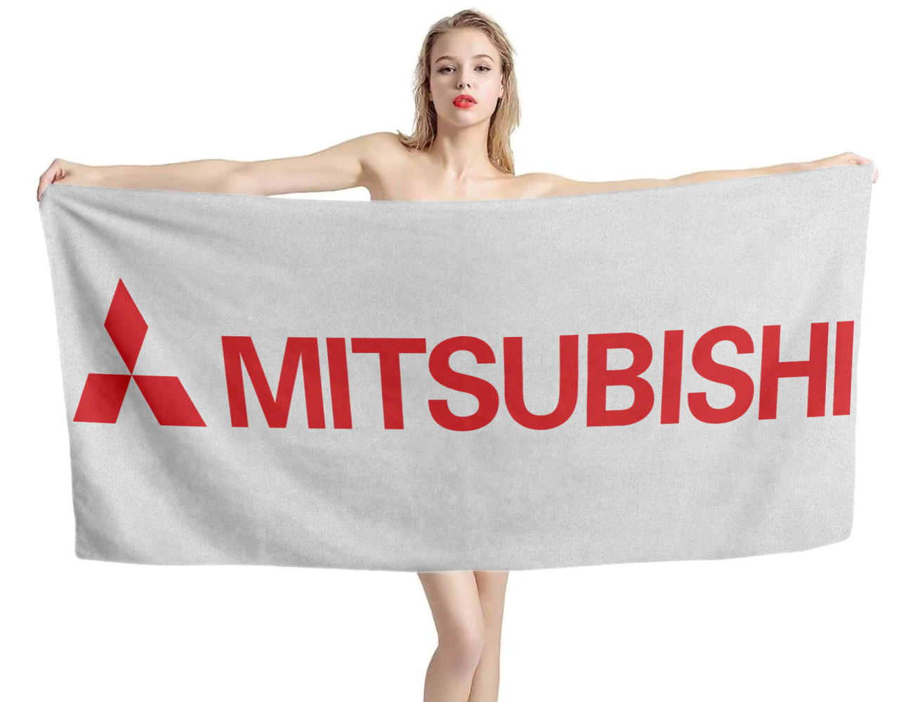 Mitsubishi White Beach Towel