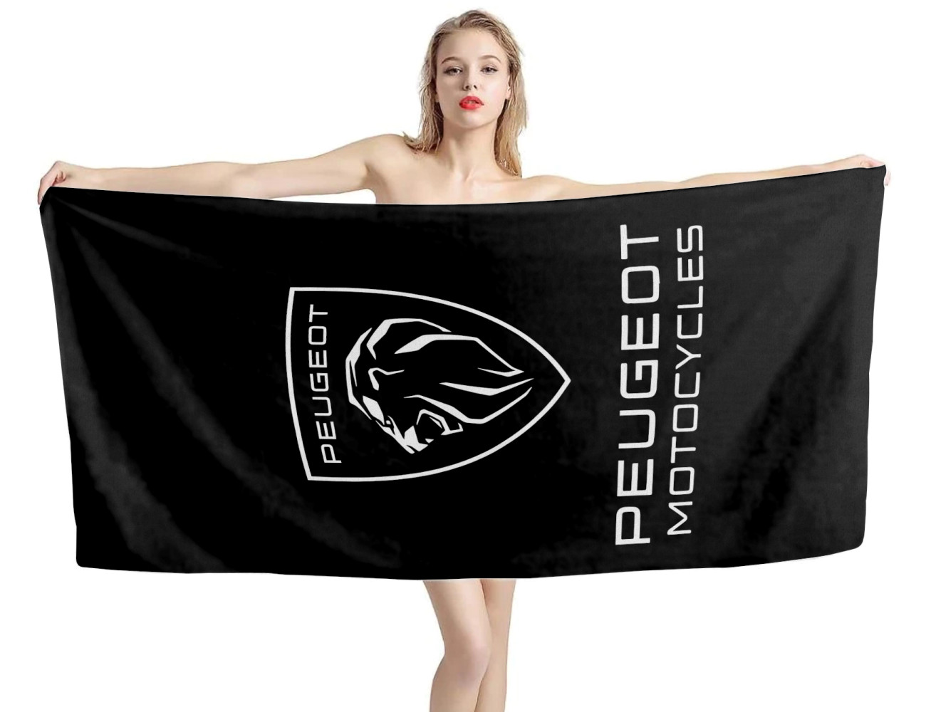 Peugeot Motocycles New 2021 Black Beach Towel, PEUG--02