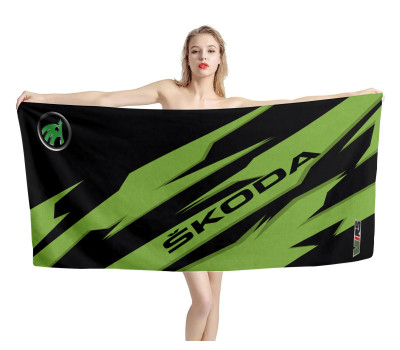 Skoda Black Green Beach Towel