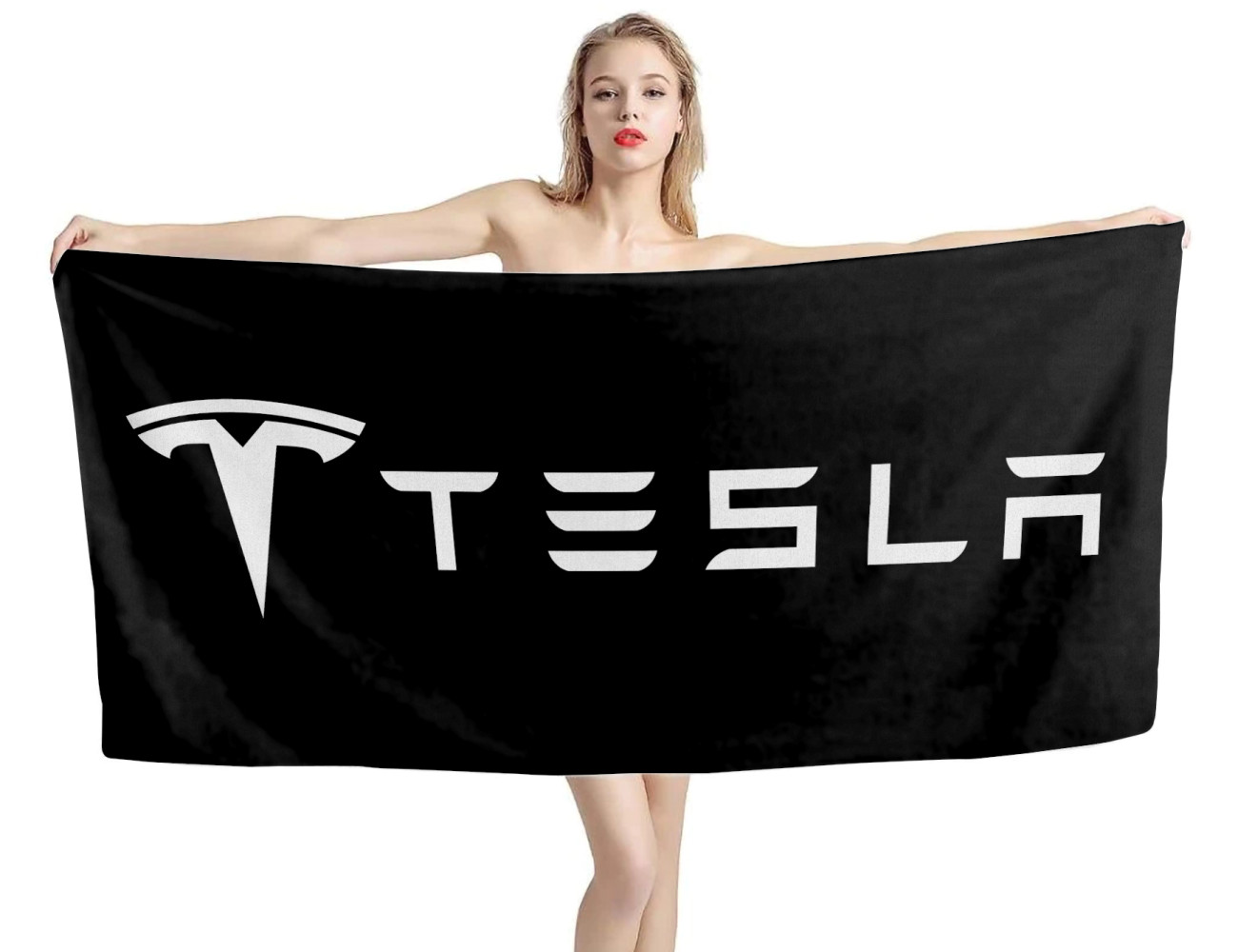 Tesla Black Beach Towel, TES--01