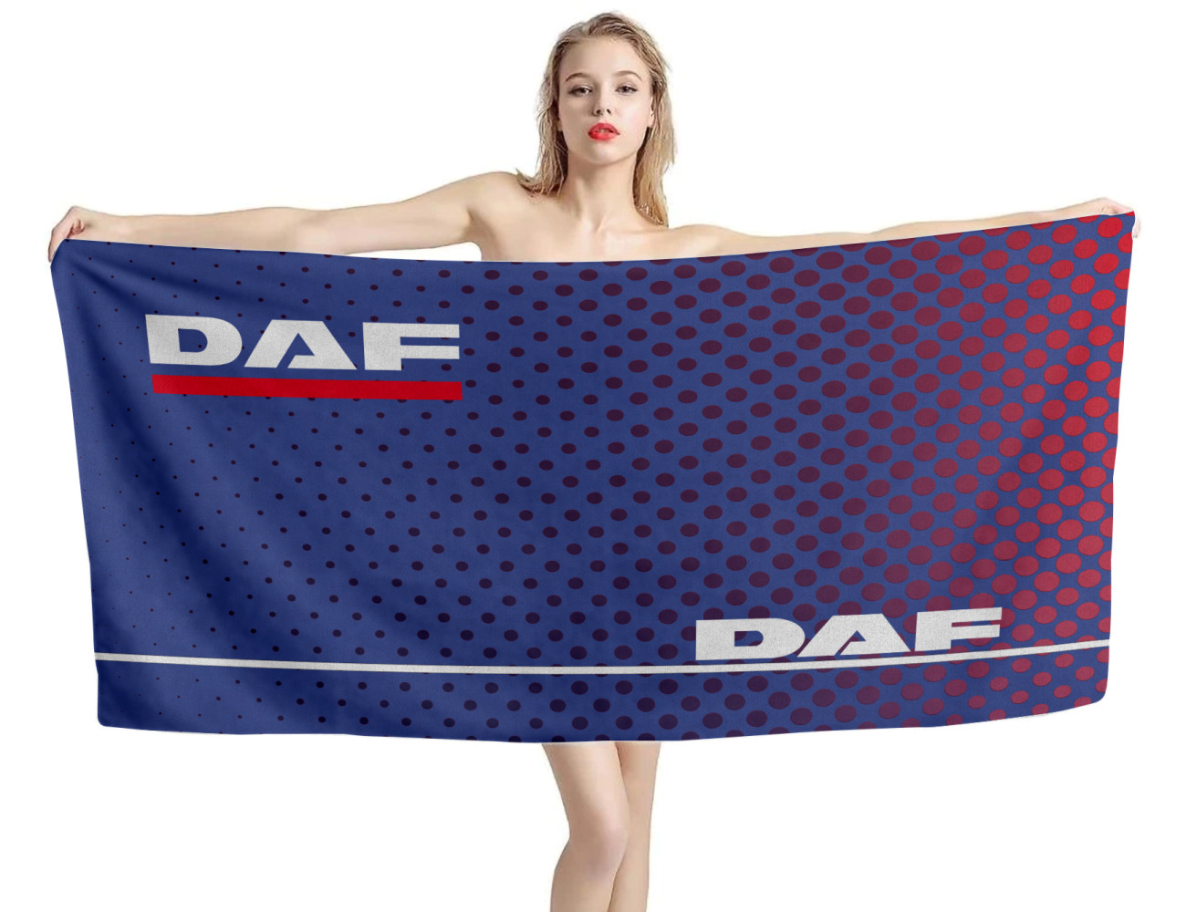 DAF Blue Red Points Beach Towel