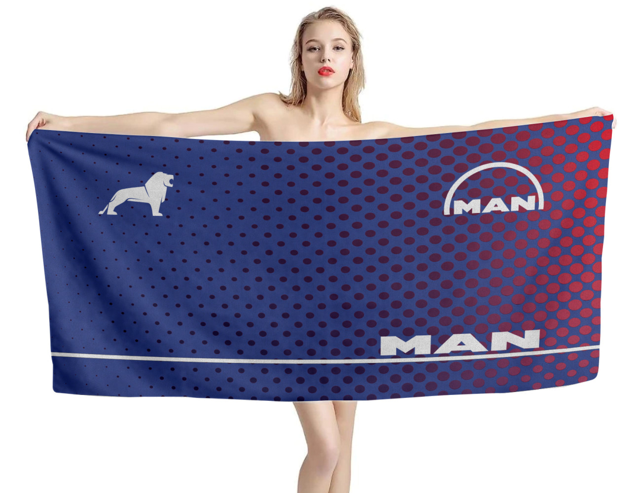 MAN Truck Blue Red Points Beach Towel