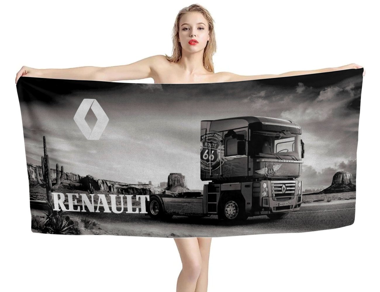 Renault Truck Black Beach Towel