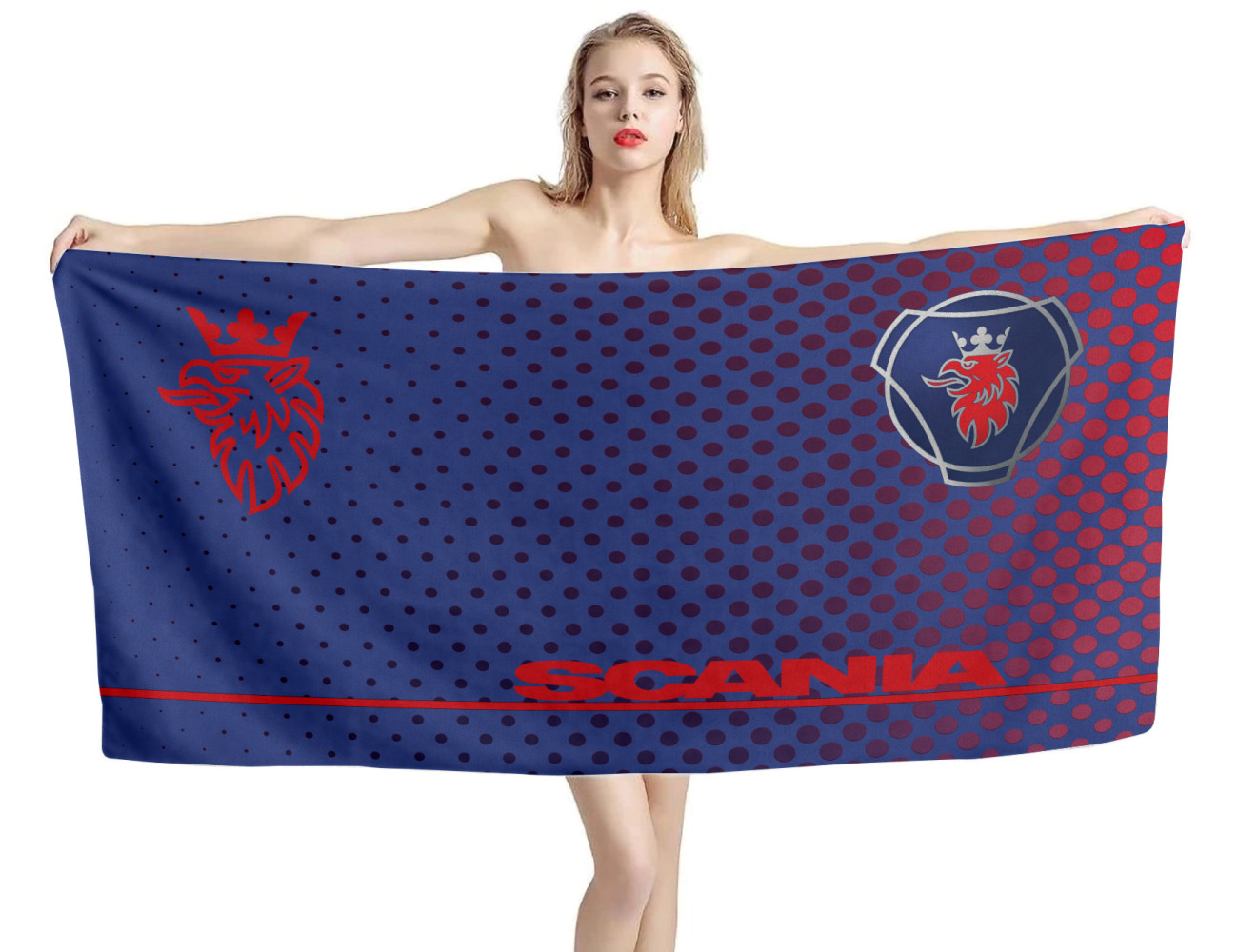 Scania Logo Blue Red Points Beach Towel