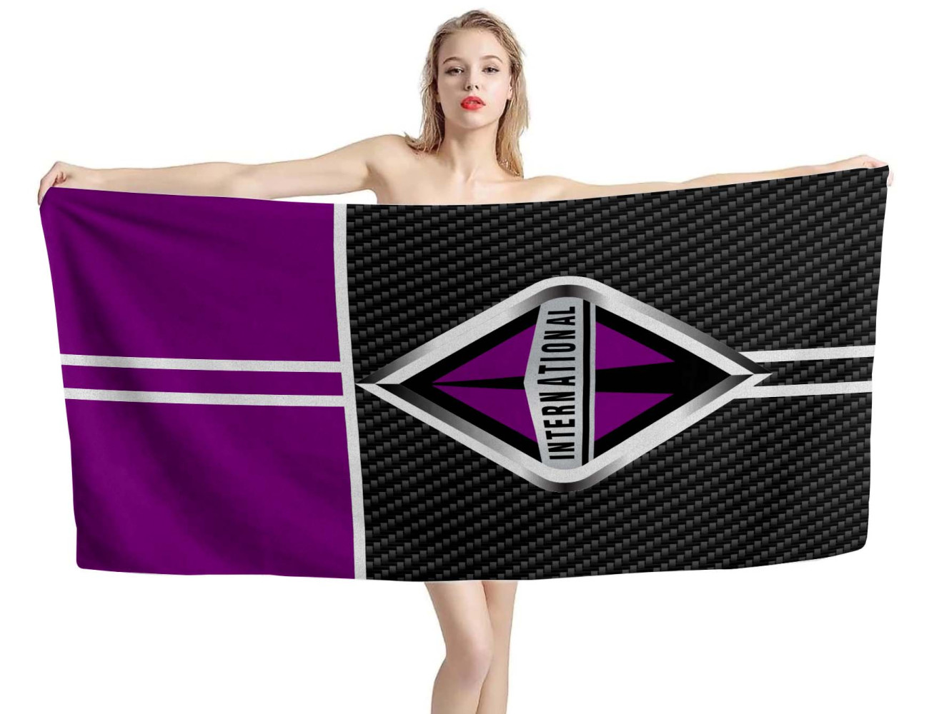 International Trucks Carbon Purple Beach Towel, INTTRUCK05