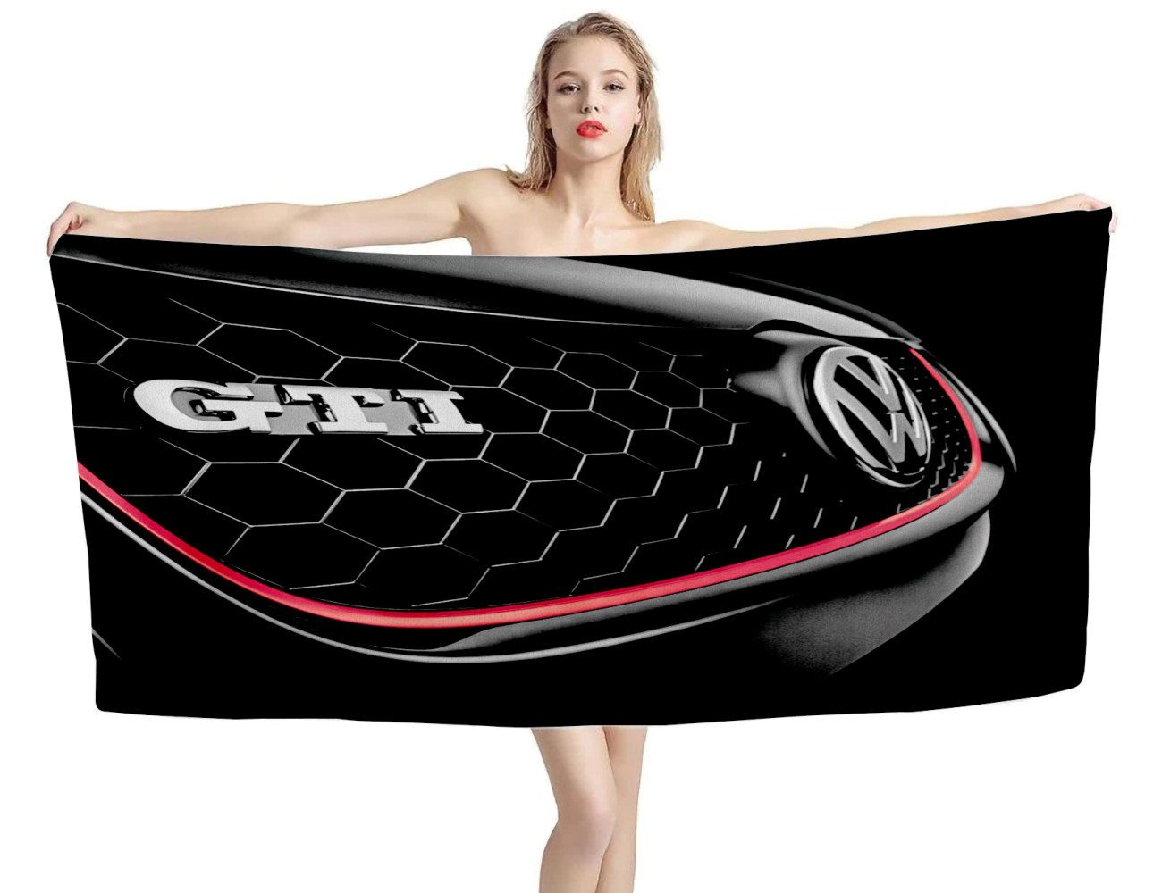 Volkswagen GTI Black Beach Towel, VW--TOWEL-1