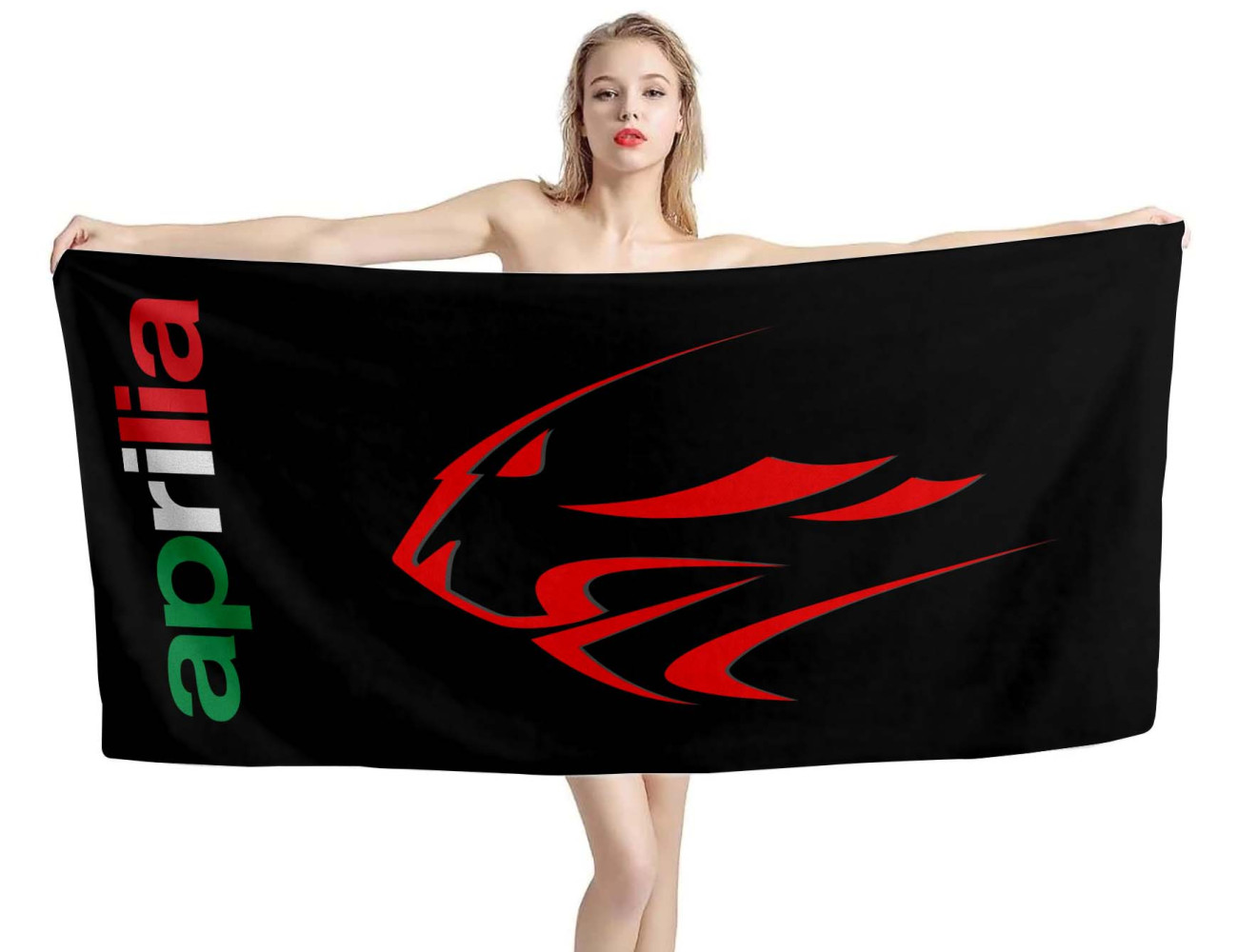 Aprilia Motorcycle Black Beach Towel, APRIMOTO1