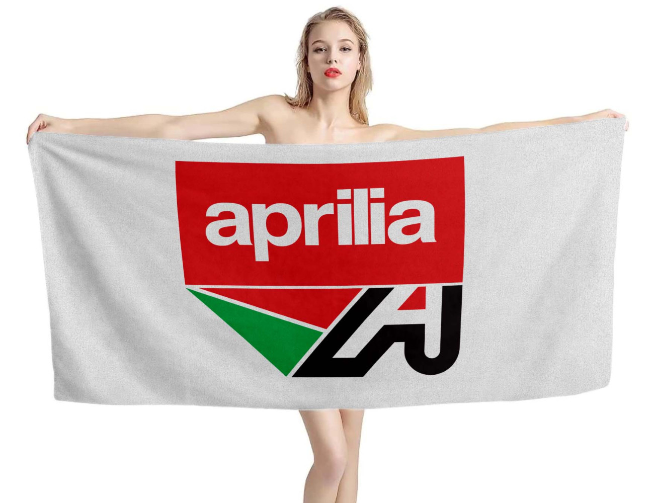 Aprilia Motorcycles Bikes White Beach Towel, APRIMOTO4