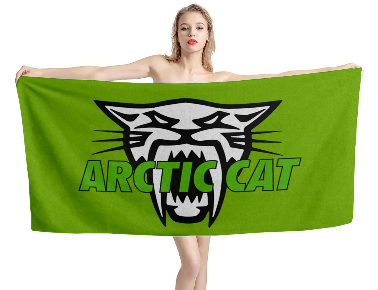 Arctic Cat Logo Green Beach Towel, CAT005