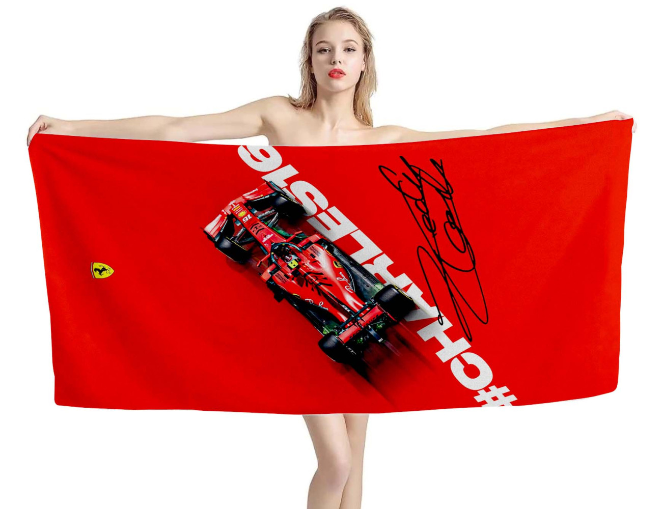 Charles16, Charles Leclerc, Ferrari Beach Towel, CHARLES16