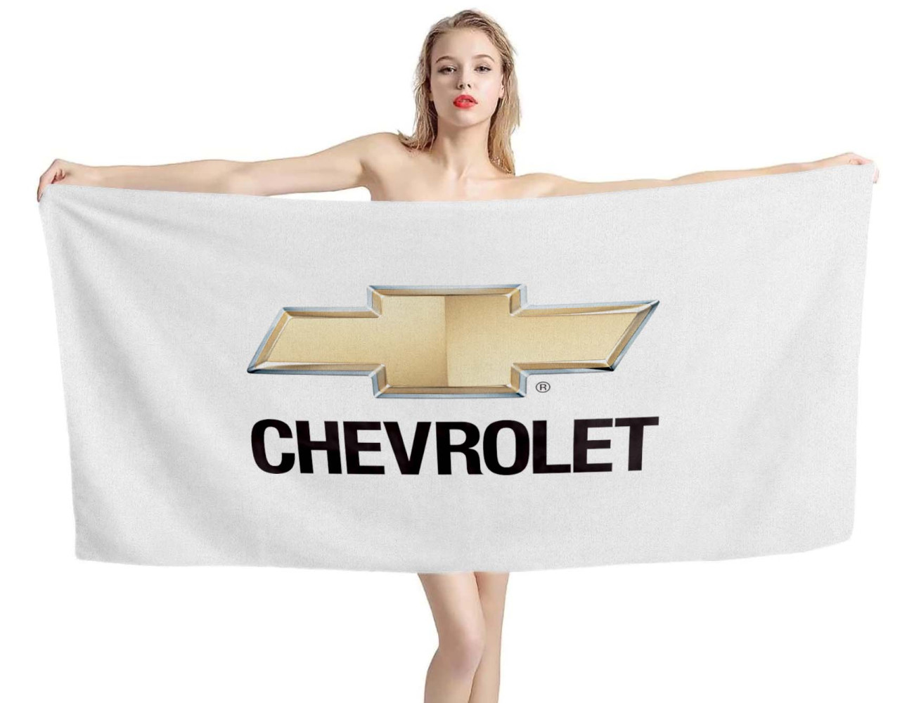 Chevrolet White Beach Towel - Soft, Absorbent & Durable Chevrolet White Beach Towel for Beach, Pool, and Home