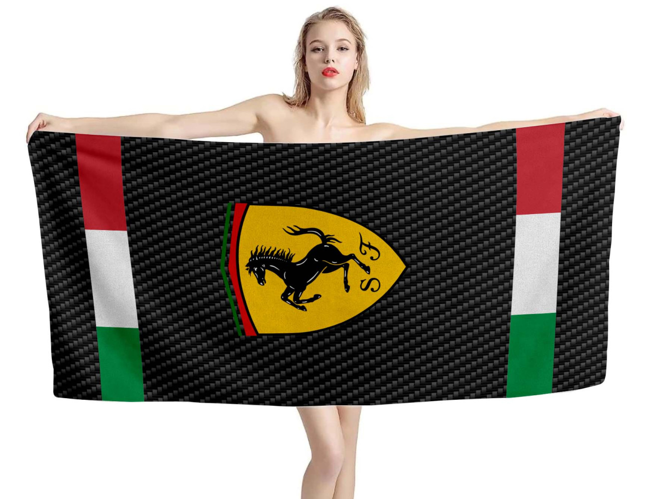 Ferrari Carbon Italy Flag Beach Towel, FERRARI003