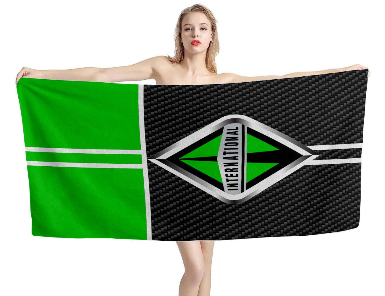 International Trucks Carbon Green Beach Towel, INTTRUCK03